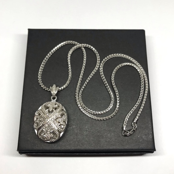 925 Sterling Silver Filigree locket Pendant Necklace size 20” - Picture 5 of 16